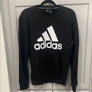 Adidas Men's Black and White Crewneck Sweater